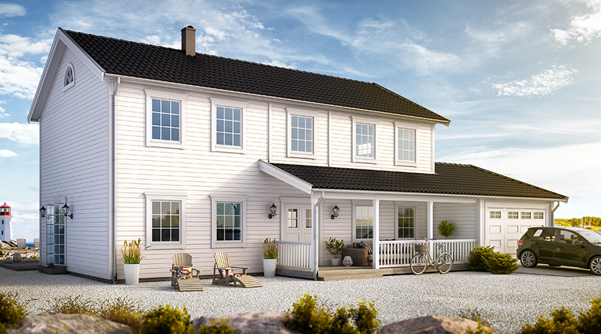 New England 3D Visualisering – Seaside house